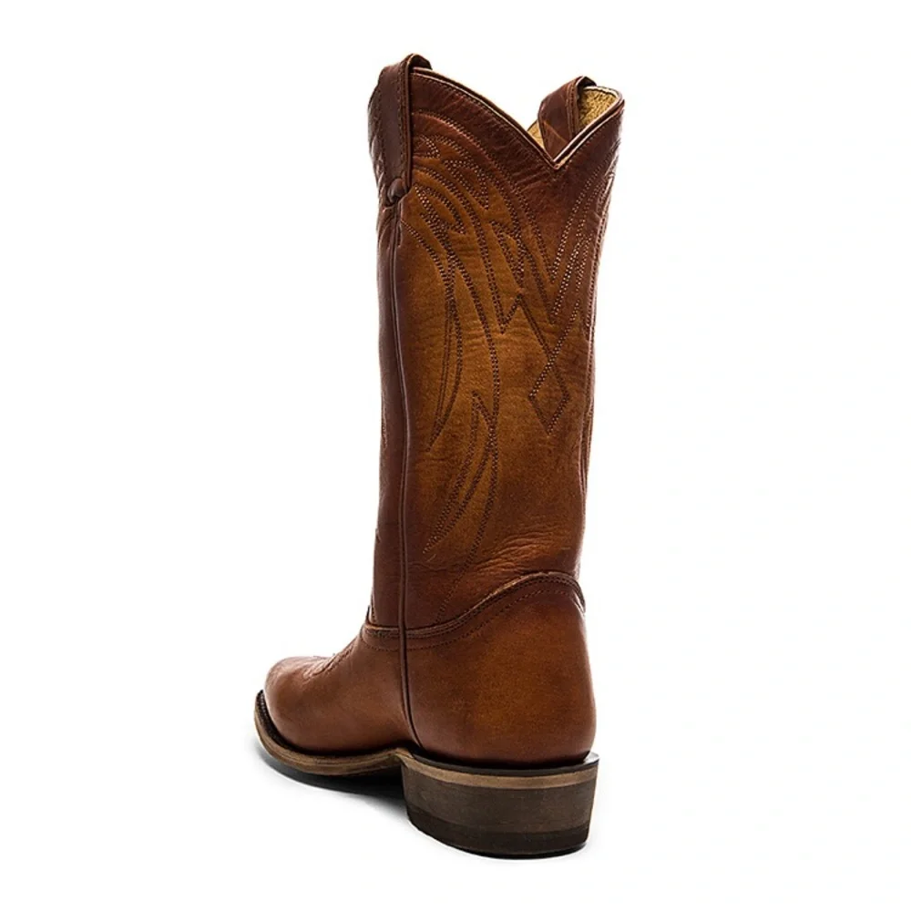 VINTAGE Frye Billy Pull On Distressed Brown Cognac Leather Cowboy Rodeo Boots